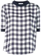 Thom Browne Half-&-half Gingham Silk Tee - Blue