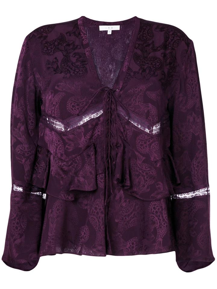 Iro - Lace Detail Frill Blouse - Women - Silk/polyamide - 42, Pink/purple, Silk/polyamide
