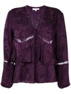 Iro - Lace Detail Frill Blouse - Women - Silk/polyamide - 42, Pink/purple, Silk/polyamide