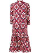 La Doublej Dropped Waist Printed Shirt Dress - Red