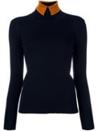 Roberto Collina High Neck Collar Jumper, Women's, Size: Medium, Blue, Merino