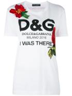 Dolce & Gabbana Floral Logo Print T-shirt, Women's, Size: 40, White, Silk/cotton/polyamide/viscose