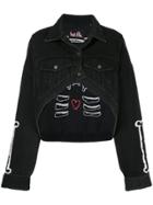 Haculla Bone Print Cropped Denim Jacket - Black