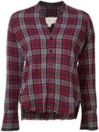 Greg Lauren - Cropped Frayed Checked Shirt - Women - Cotton - 2, Red, Cotton