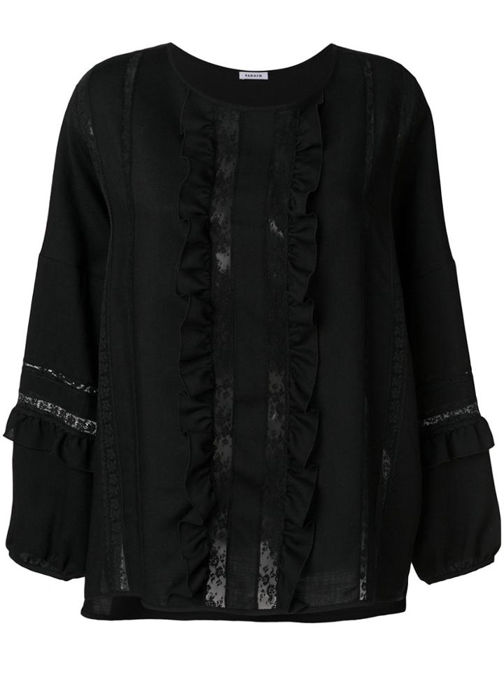 Martha Medeiros V-neck Lace Blouse - Black