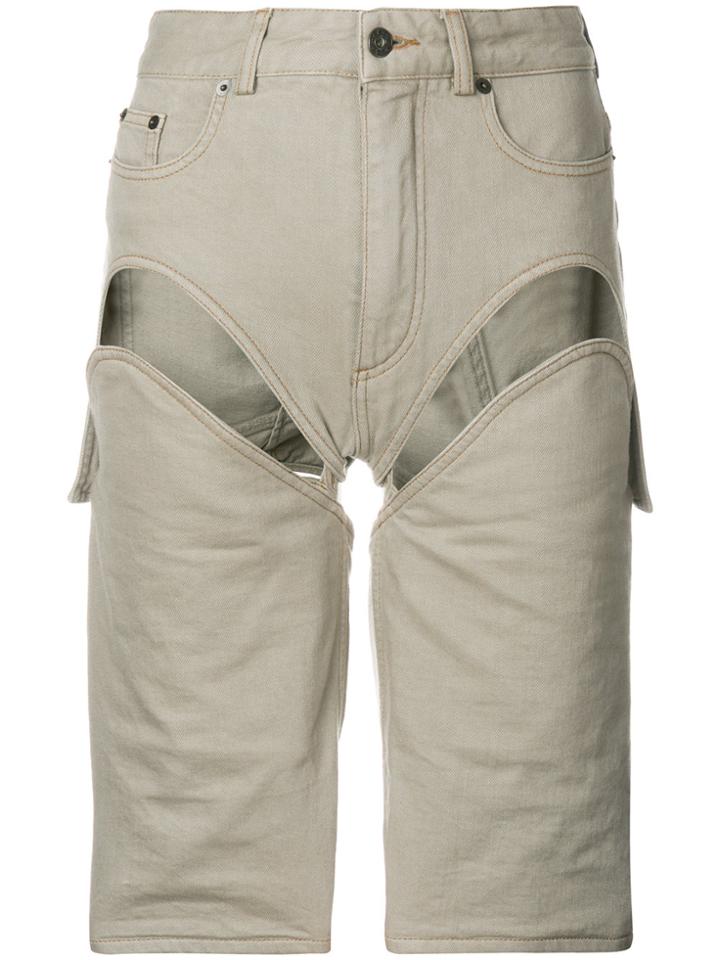 Y / Project Cut Out Denim Shorts - Nude & Neutrals