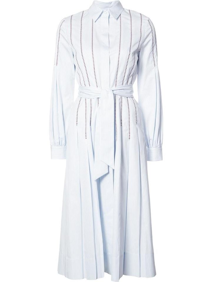 Gabriela Hearst Pleated Shirt Dress, Women's, Size: 38, Blue, Cotton