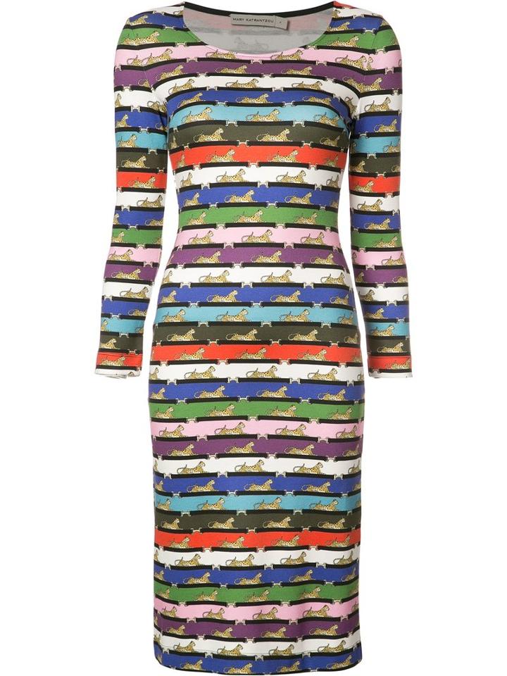 Mary Katrantzou Cheetah Print Pluto Dress, Women's, Size: 8, Viscose/spandex/elastane