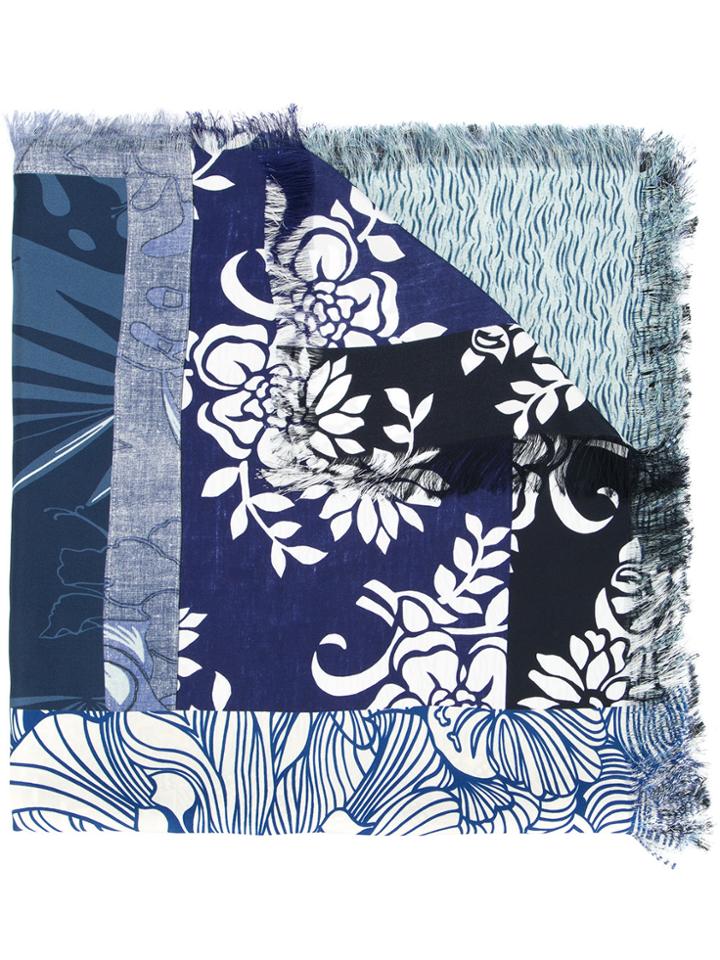 Pierre-louis Mascia Multi-pattern Scarf - Blue