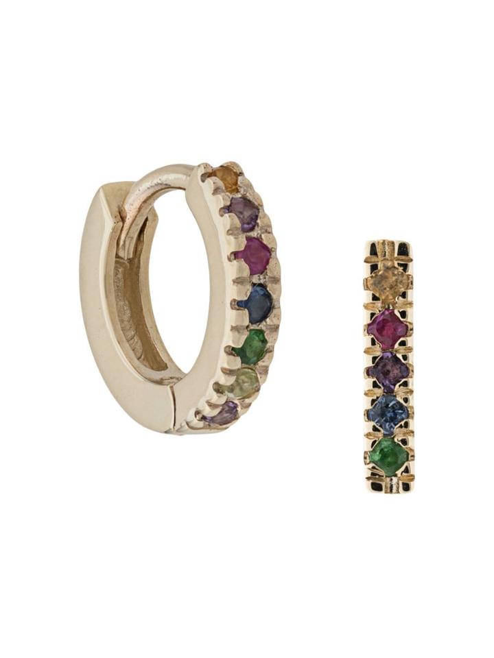Otiumberg 9kt Yellow Gold Rainbow Bar Huggie Set - Multicolour