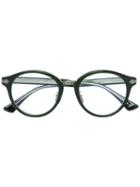 Gucci Eyewear Embossed Titanium Round Glasses, Black, Acetate/titanium