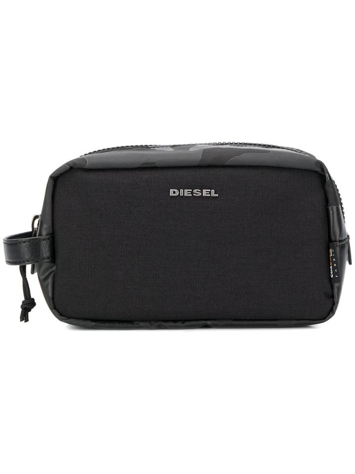 Diesel Camouflage Print Wash Bag - Black