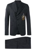 Dolce & Gabbana Pinstripe Musical Patch Suit - Black