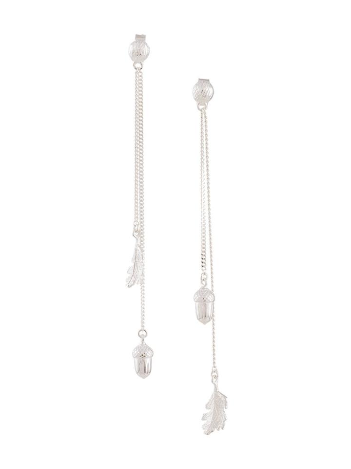 Karen Walker Acorn & Leaf Pendulum Earrings - Silver