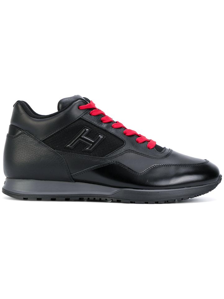 Hogan Contrast Laced Sneakers - Black