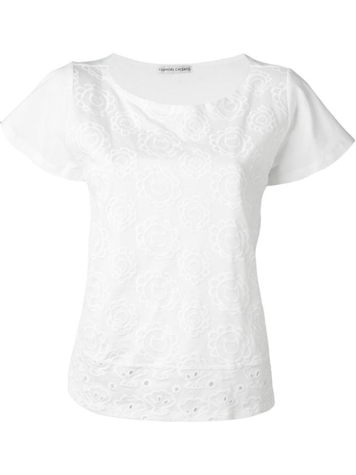 Tsumori Chisato Embroidered T-shirt, Women's, Size: 2, White, Cotton