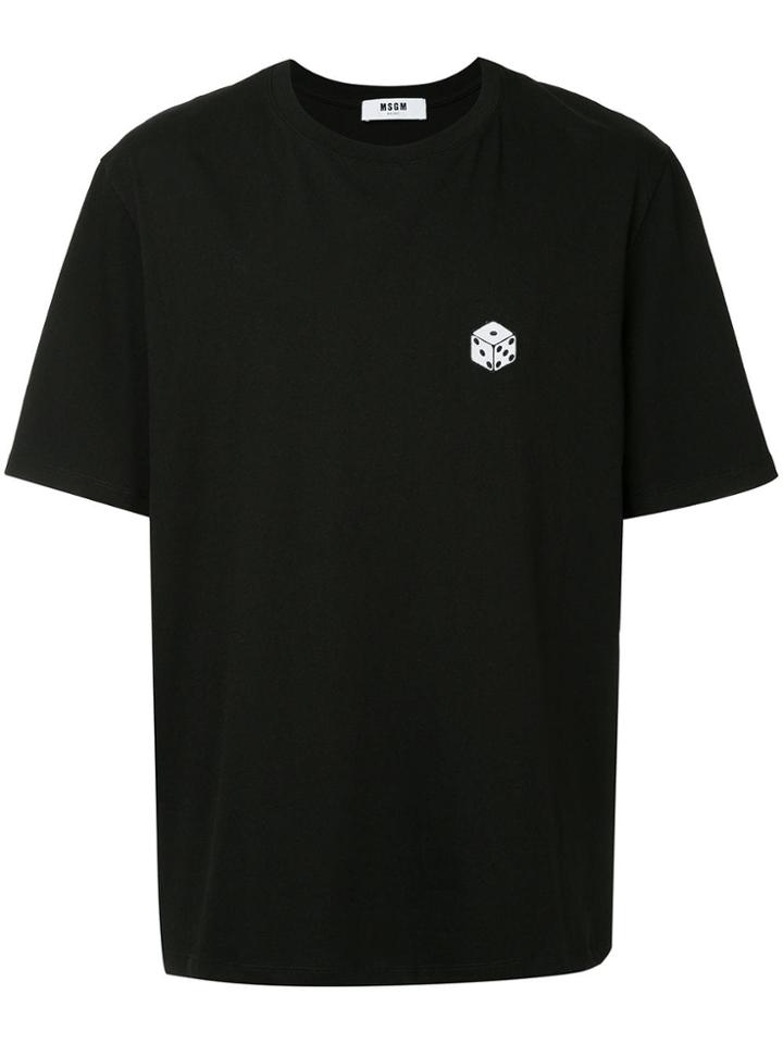 Msgm Dice Embroidered T-shirt - Black