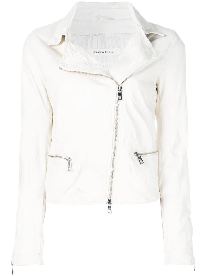 Giorgio Brato Textured Biker Jacket - Nude & Neutrals