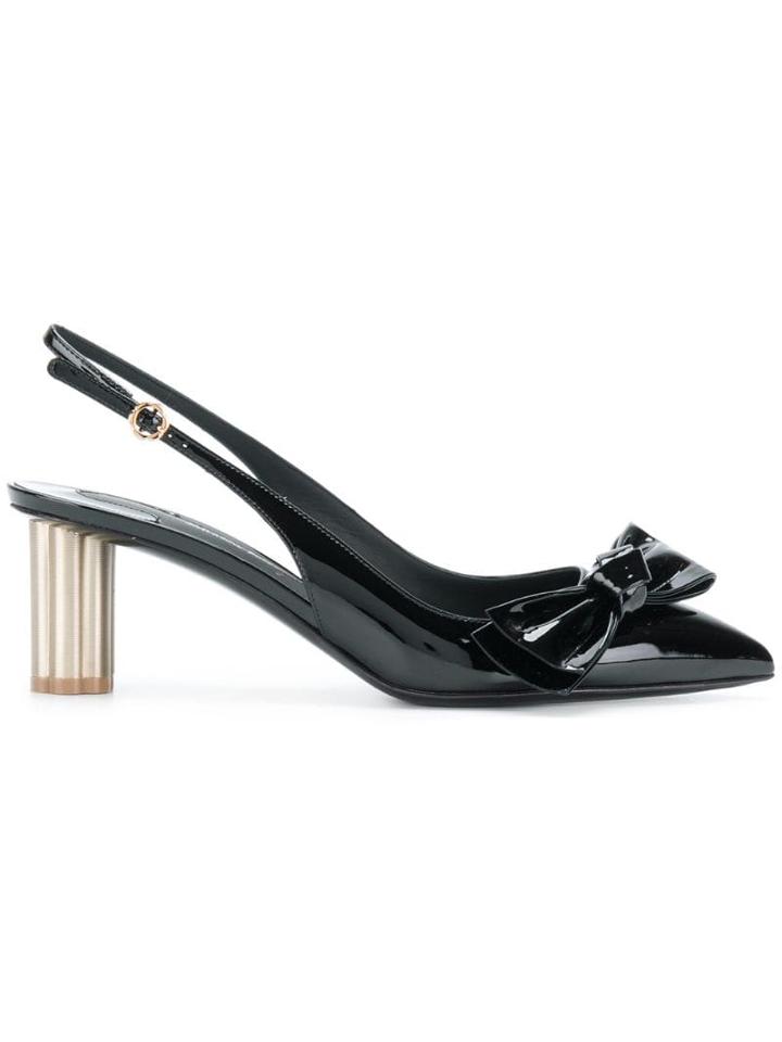 Salvatore Ferragamo Peony Bow Slingback - Black