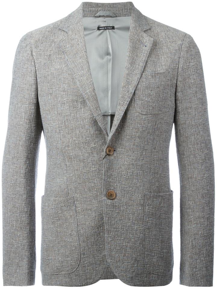 Giorgio Armani Classic Blazer, Men's, Size: 54, Grey, Cotton/polyester/spandex/elastane/viscose