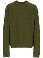 Haider Ackermann Floral Embroidered Striped Cotton Sweatshirt - Green