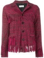 Saint Laurent - 'curtis' Jacket - Women - Silk/goat Skin - 38, Pink/purple, Silk/goat Skin