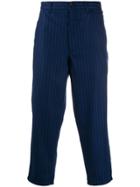 Comme Des Garçons Shirt Pinstriped Cropped Trousers - Blue