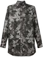 Ami Alexandre Mattiussi Floral Print Oversized Shirt, Men's, Size: 36, Black, Acetate/polyester/polyamide