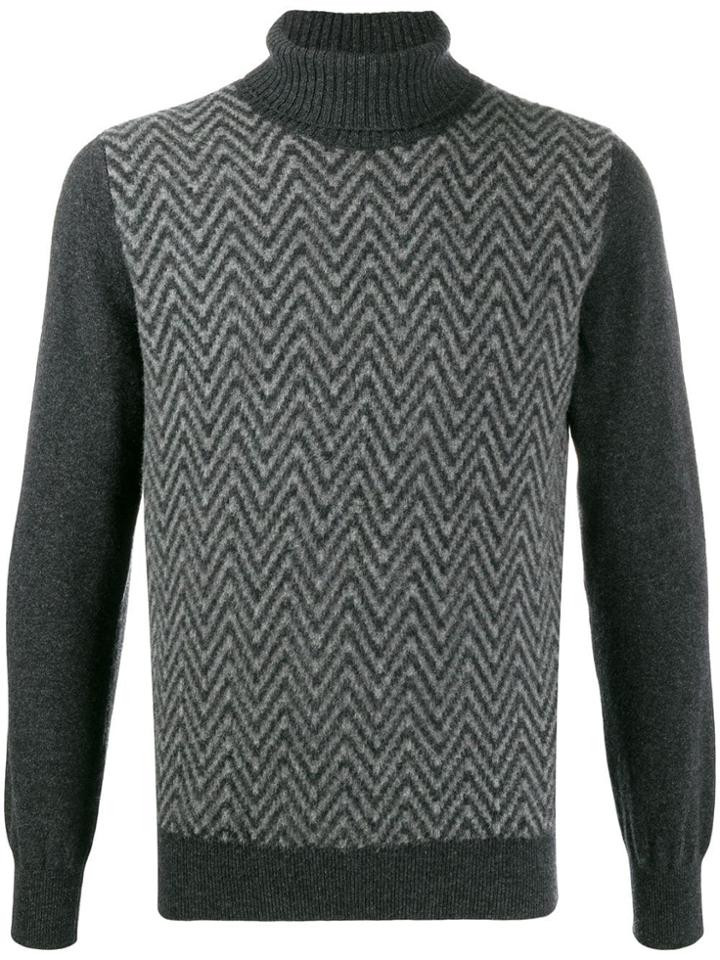 Boglioli Zigzag Turtleneck Jumper - Grey