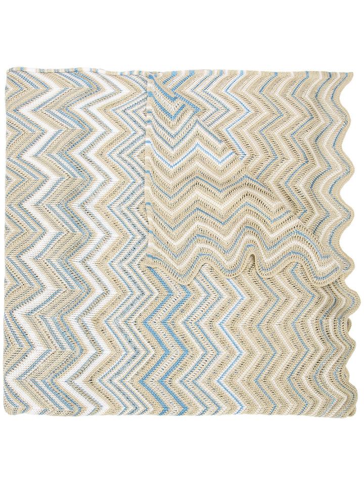 Missoni Zig Zag Pattern Scarf, Women's, Nude/neutrals, Viscose/polyester