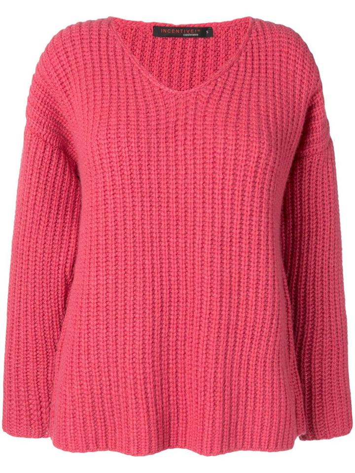 Incentive! Cashmere V-neck Cashmere Jumper - Pink