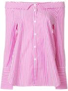 Jovonna Striped Off-shoulder Shirt - Pink & Purple