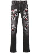 Philipp Plein Embroidered Money Pattern Jeans - Grey