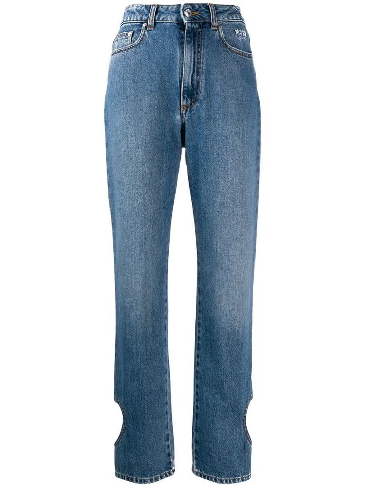 Msgm Heart Shape Cut Out Jeans - Blue