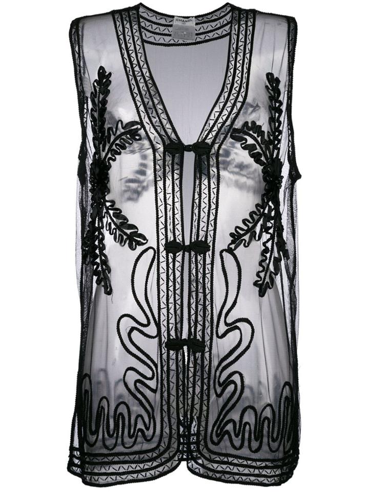 Chanel Pre-owned Embroidered Top - Black