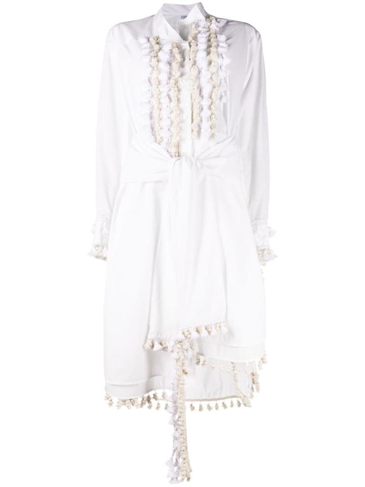 Loewe Tassel Embellished Shirt Dress - White