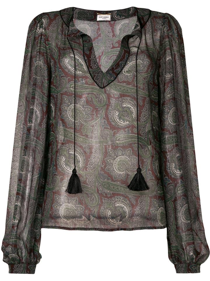 Saint Laurent Paisley Print Blouse - Green