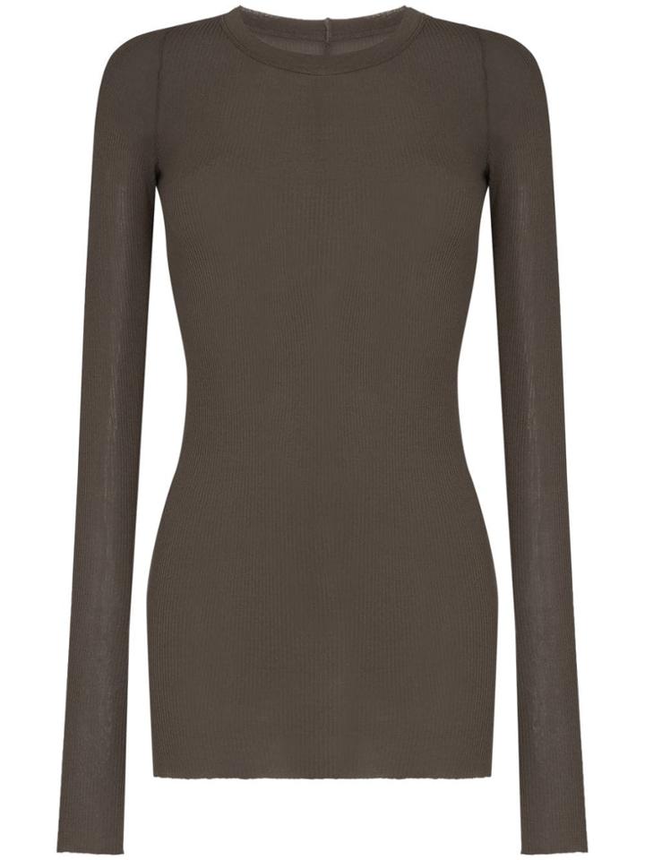 Rick Owens Ribbed Long-line T-shirt - Grey