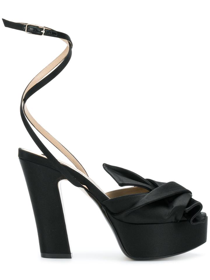 No21 Abstract Bow Ankle Strap Sandals - Black