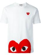 Comme Des Garçons Play Logo Print T-shirt, Men's, Size: Large, White, Cotton