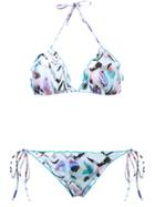 Brigitte Zebra Print Triangle Bikini Set - Pink & Purple