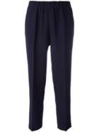 Kiltie Cropped High-waist Trousers - Blue