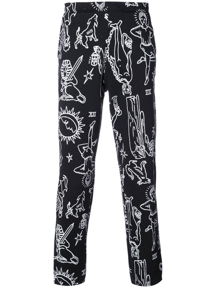 The Elder Statesman Printed Track Pants - Black