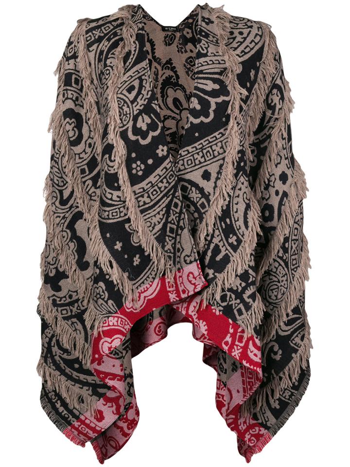 Etro Fringed Printed Cape - Grey