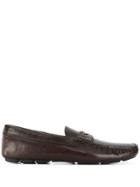 Prada Leather Logo Plaque Loafers - Brown