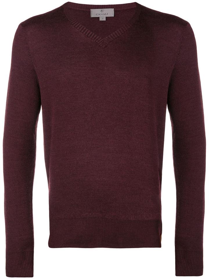 Canali V-neck Sweater - Pink & Purple
