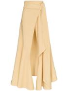 Jacquemus Wrap Wool Blend Maxi Skirt - Pale Yellow