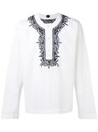 Mp Massimo Piombo Embroidered Trim Buttoned Tunic, Men's, Size: Medium, White, Cotton/linen/flax
