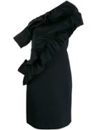 Lanvin Asymmetrical Cocktail Mini Dress - Black