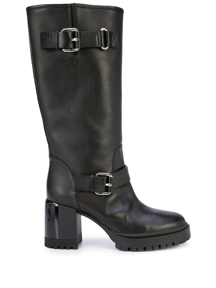Casadei Mid-calf Buckled Boot - Black